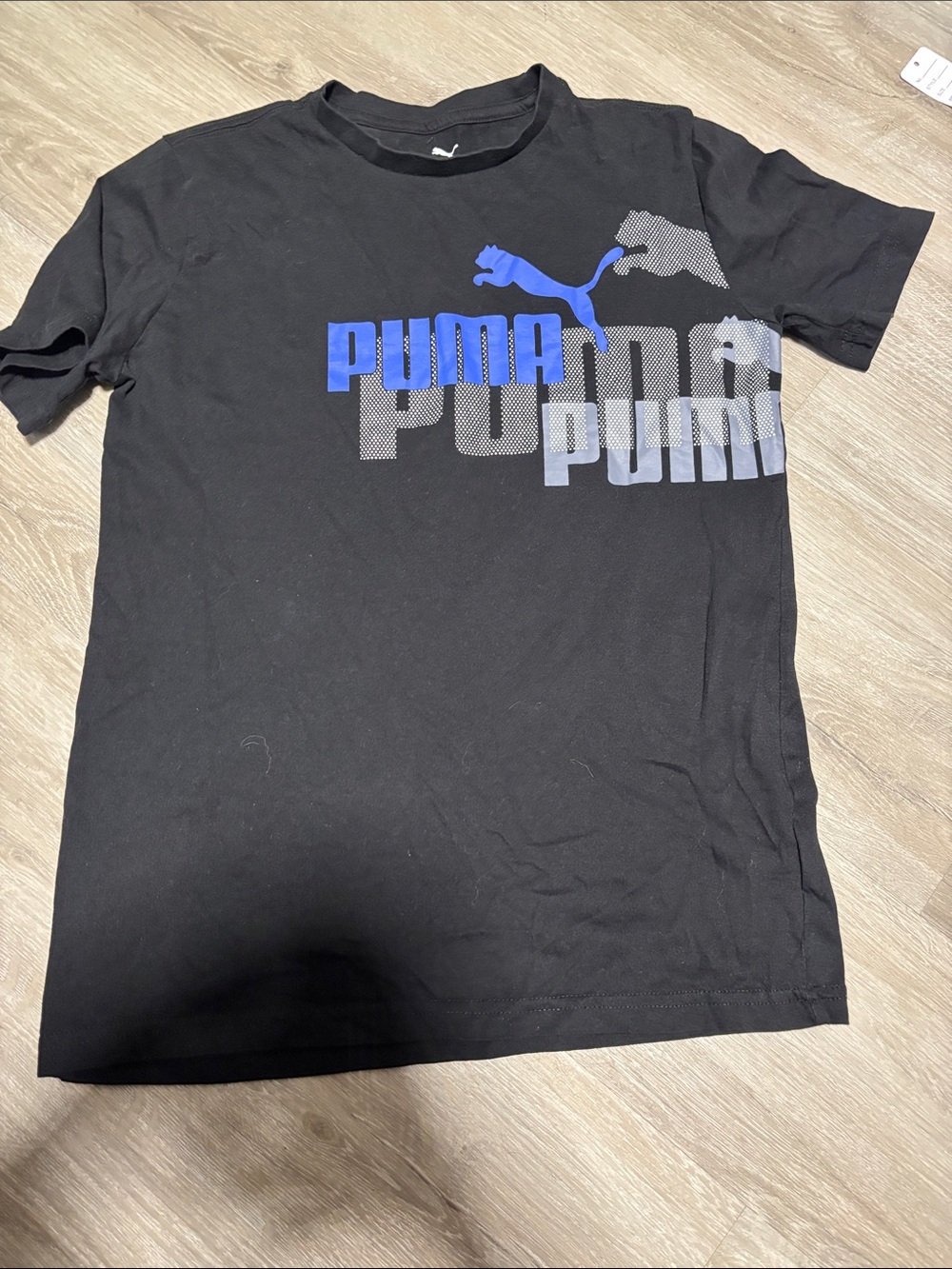 Puma Black Short Sleeve Tee with Blue Logo